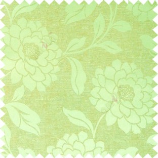 Green brown color combination beautiful big size flower pattern with long stem having fresh leaf design polycotton main curtain