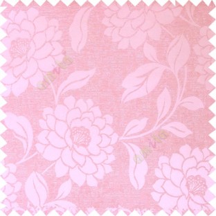 Pink color combination beautiful big size flower pattern with long stem having fresh leaf design polycotton main curtain