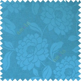 Royal blue color combination beautiful big size flower pattern with long stem having fresh leaf design polycotton main curtain