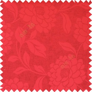 Maroon color combination beautiful big size flower pattern with long stem having fresh leaf design polycotton main curtain