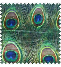 Green black blue yellow color beautiful peacock feather surface oval shapes colorful circles soft velvet sofa fabric