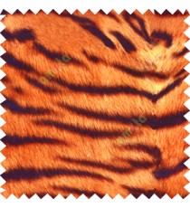Orange black green color animal tiger skin bold stipes soft animal fur velvet surface sofa fabric