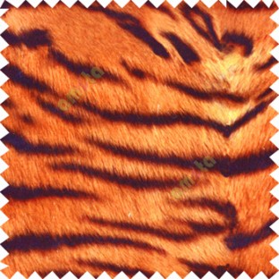 Orange black green color animal tiger skin bold stipes soft animal fur velvet surface sofa fabric