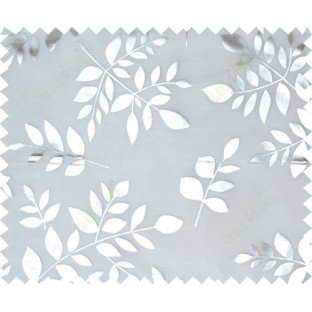 White silver color fresh leaves poly sheer curtains design 