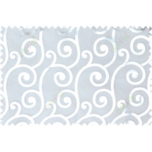White silver color swirl pattern poly sheer curtains design 
