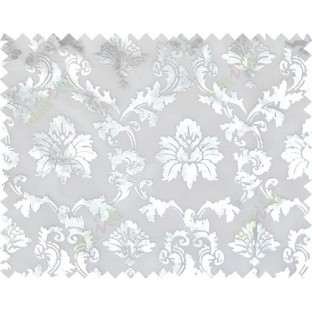 White silver color damask design poly sheer curtains design 