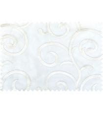White cream silver color embroidery swirl pattern poly sheer curtains design 