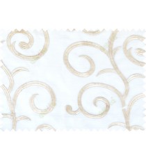 White beige silver color embroidery swirl pattern poly sheer curtains design 