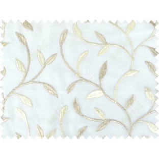 White brown beige color elegant leaf pattern poly sheer curtains design  