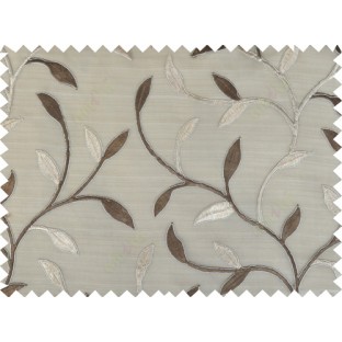 Brown silver beige color elegant leaf pattern poly sheer curtains design  