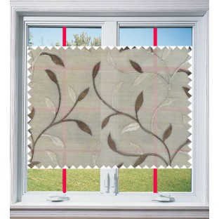 Brown silver beige color elegant leaf pattern poly sheer curtains design  