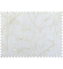 Pure white beige color twigs poly sheer curtain - 103570