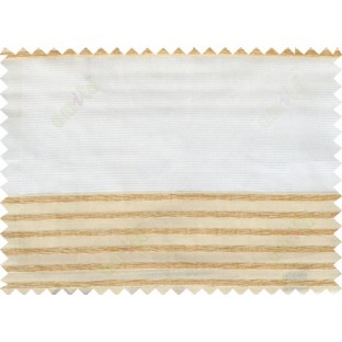 Gold white color horizontal stripes poly main curtain - 103605
