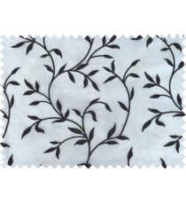 Pure black and white color floral design poly sheer curtain - 1035609