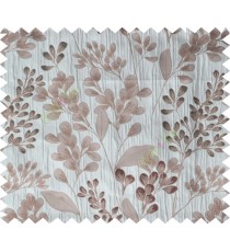 Grey brown green traditional floral design poly main curtain designs