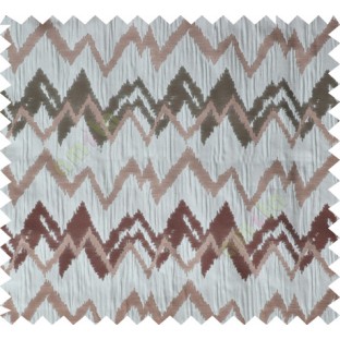 Grey brown green color horizontal zigzag stripes poly main curtain designs