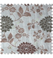 Grey brown green colour beautiful natural floral design poly main curtain designs