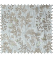 Grey brown traditional floral design poly main curtain designs