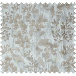 Grey brown traditional floral design poly main curtain designs