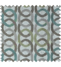 Green blue grey brown colour geometric circles poly main curtain designs