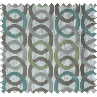 Green blue grey brown colour geometric circles poly main curtain designs