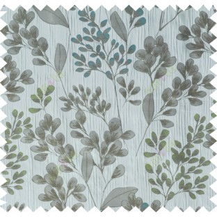 Grey green blue traditional floral design poly main curtain designs