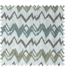 Green grey brown blue color horizontal zigzag stripes poly main curtain designs