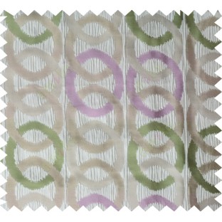 Green beige brown pink colour geometric circles poly main curtain designs