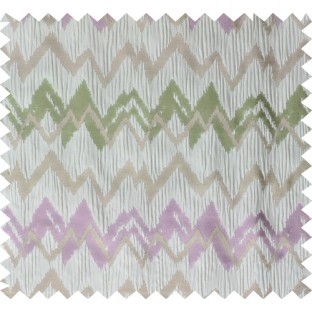 Pink brown green color horizontal zigzag stripes poly main curtain designs