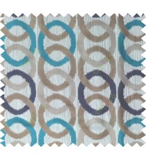 Blue brown grey colour geometric circles poly main curtain designs