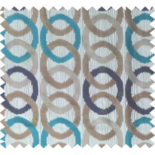 Blue brown grey colour geometric circles poly main curtain designs