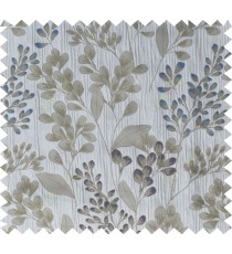 Blue brown grey traditional floral design poly main curtain designs