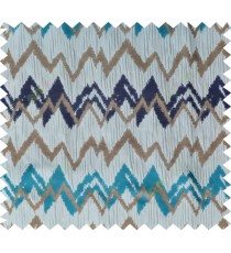 Blue brown grey color horizontal zigzag stripes poly main curtain designs