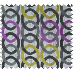 Grey black purple yellow colour geometric circles poly main curtain designs