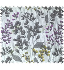 Yellow purple black grey traditional floral design poly main curtain designs