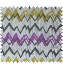 Purple grey black yellow color horizontal zigzag stripes poly main curtain designs