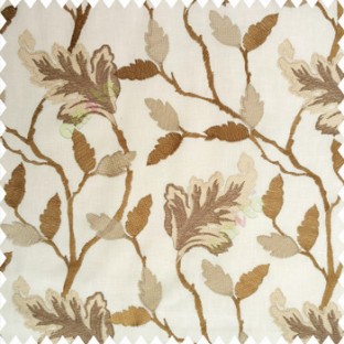 Light brown traditional designs embroidery floral leaves beautiful trees with cotton base fabric weaving pattern main curtain