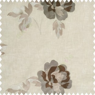 Dark brown beige grey color big size embroidery large leaves with cotton petals with cotton base fabric hanging flower bunch main curtain