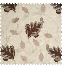 Dark brown beige grey traditional designs embroidery floral leaves beautiful trees with cotton base fabric weaving pattern main curtain