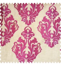 Bright Pink and purle beige color traditional design embroidery finished with cotton base fabric swirls floral leaves main curtain