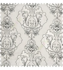 Black cream color traditional design embroidery finished with cotton base fabric swirls floral leaves main curtain