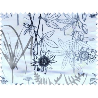 Black white grey color digital flowers and hanging leaves pattern poly main curtains design 