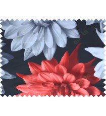 Black white red grey color beautiful digital dahlia flower print with thick fab poly main curtains design 