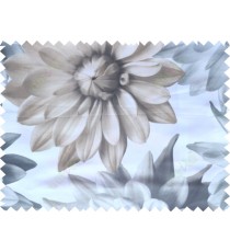 White grey brown black color beautiful digital dahlia flower print with thick fab poly main curtains design 