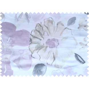 Purple white grey colour natural floral pattern with digital print poly main curtains design 
