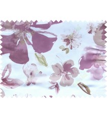 Purple white green brown colour natural floral pattern with digital print poly main curtains design 