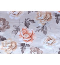 Orange grey brown white  color digital rose flower print poly main curtains design 