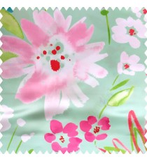 Blue pink white green red color beautiful big size flowers large leaves colorful designs watercolor prints polyester base fabric main curtain