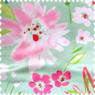 Blue pink white green red color beautiful big size flowers large leaves colorful designs watercolor prints polyester base fabric main curtain