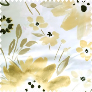 Black gold white brown color beautiful big size flowers large leaves colorful designs watercolor prints polyester base fabric main curtain